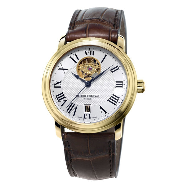 Frederique Constant Men's FC-315M4P5 Persuasion Heart Beat Heart Beat display at 12 o'clock position Brown Leather Watch