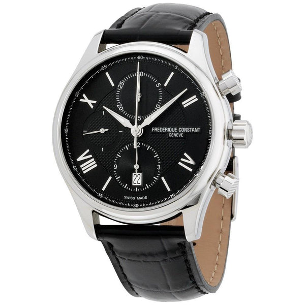 Frederique Constant Men's FC-392MDG5B6 Runabout Chronograph Black Leather Watch