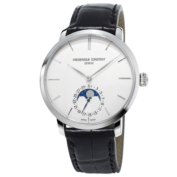 Frederique Constant Men's FC-705S4S6 Slimline Moonphase Black Leather Watch