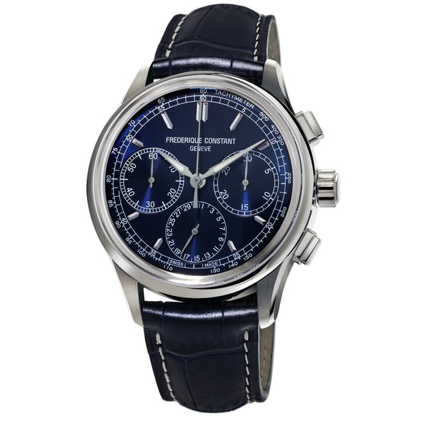 Frederique Constant Men's FC-760N4H6 Flyback Chronograph Manufacture Chronograph Blue Leather Watch