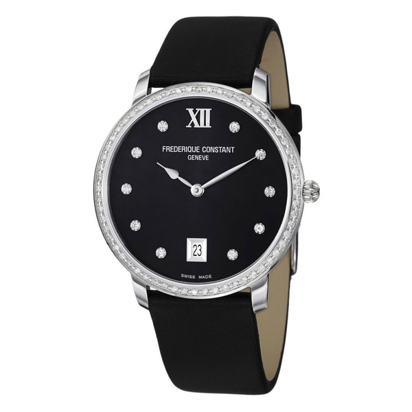 Frederique Constant Women's FC220B4SD36 Slimline Diamond Black Satin Watch