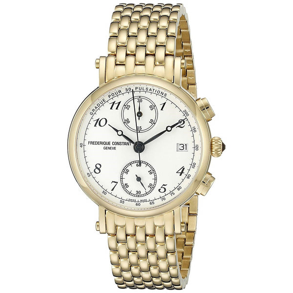 Frederique Constant Women's FC291A2R5B Classic Chronograph Gold-Tone Stainless Steel Watch