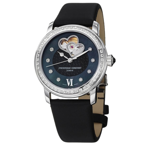 Frederique Constant Women's FC310BDHB2PD6 Heartbeat Diamond Black Satin Watch