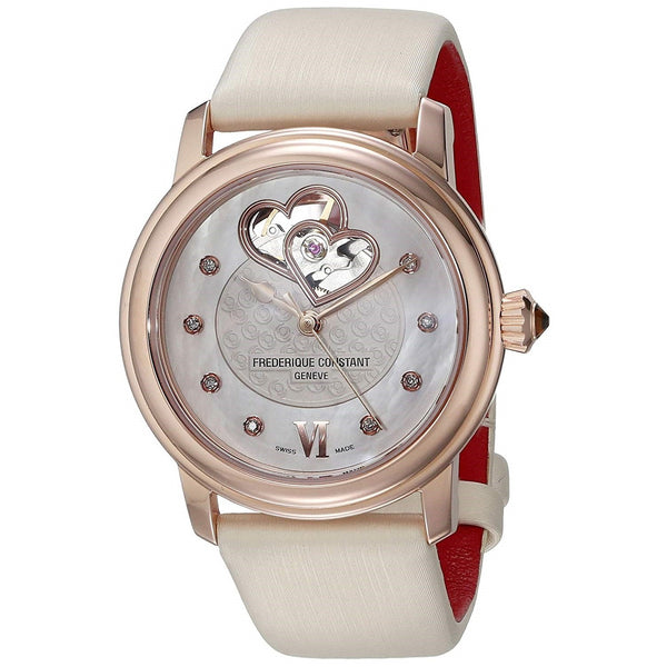 Frederique Constant Women's FC310WHF2PD4 Heartbeat Diamond White Satin Watch