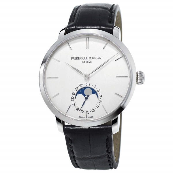 Frederique Constant Men's FC705S4S6 Slimline Moonphase Black Leather Watch