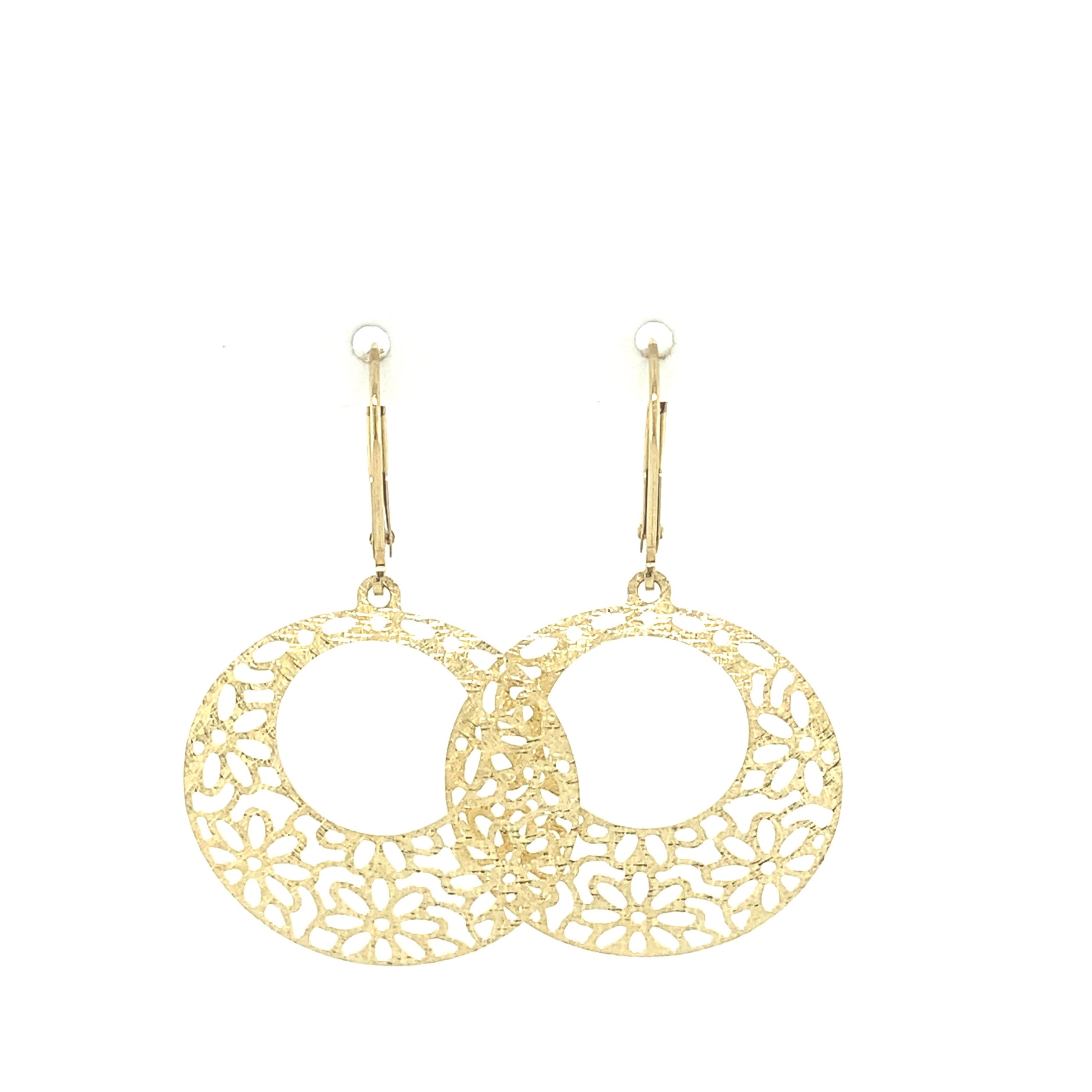 Fancy Earrings with Round Flower Shape