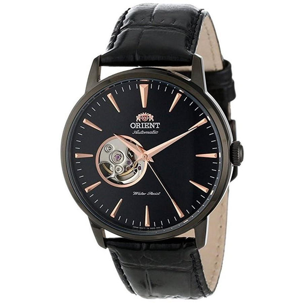 Orient Men's FDB08002B0 Esteem Open Heart Automatic Black Leather Watch