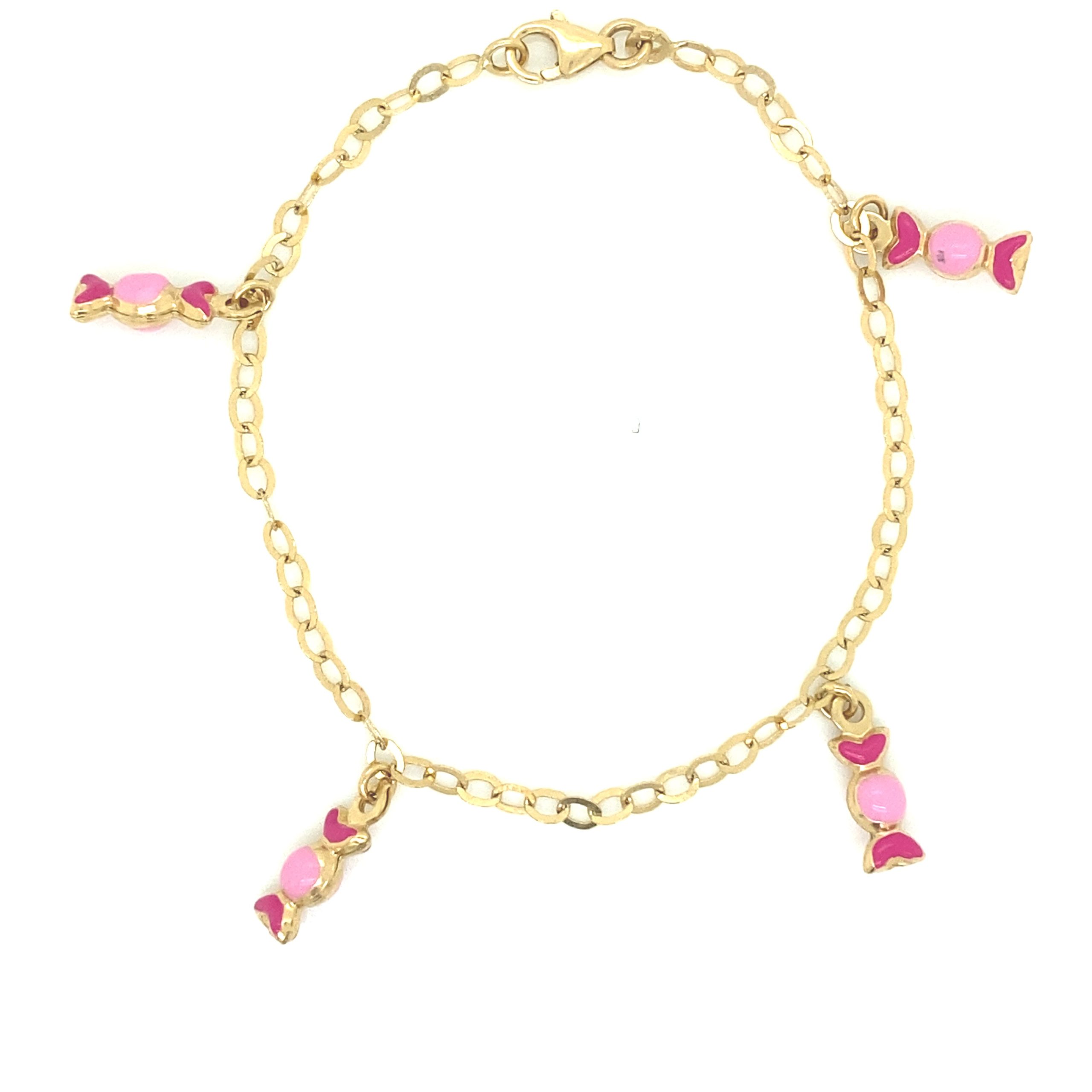 14K Gold Candy Charm Baby Bracelet