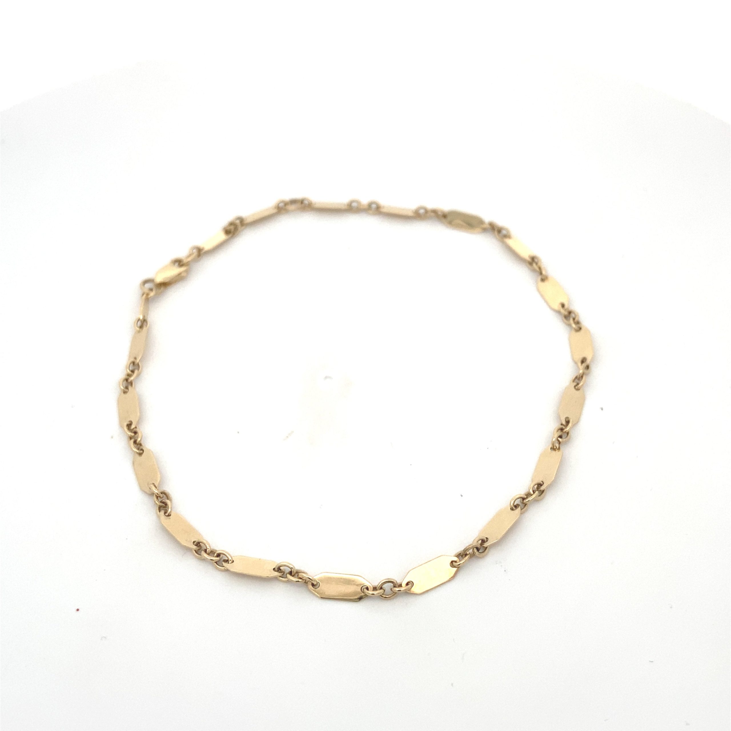 14K Gold Octagonal Link Anklet