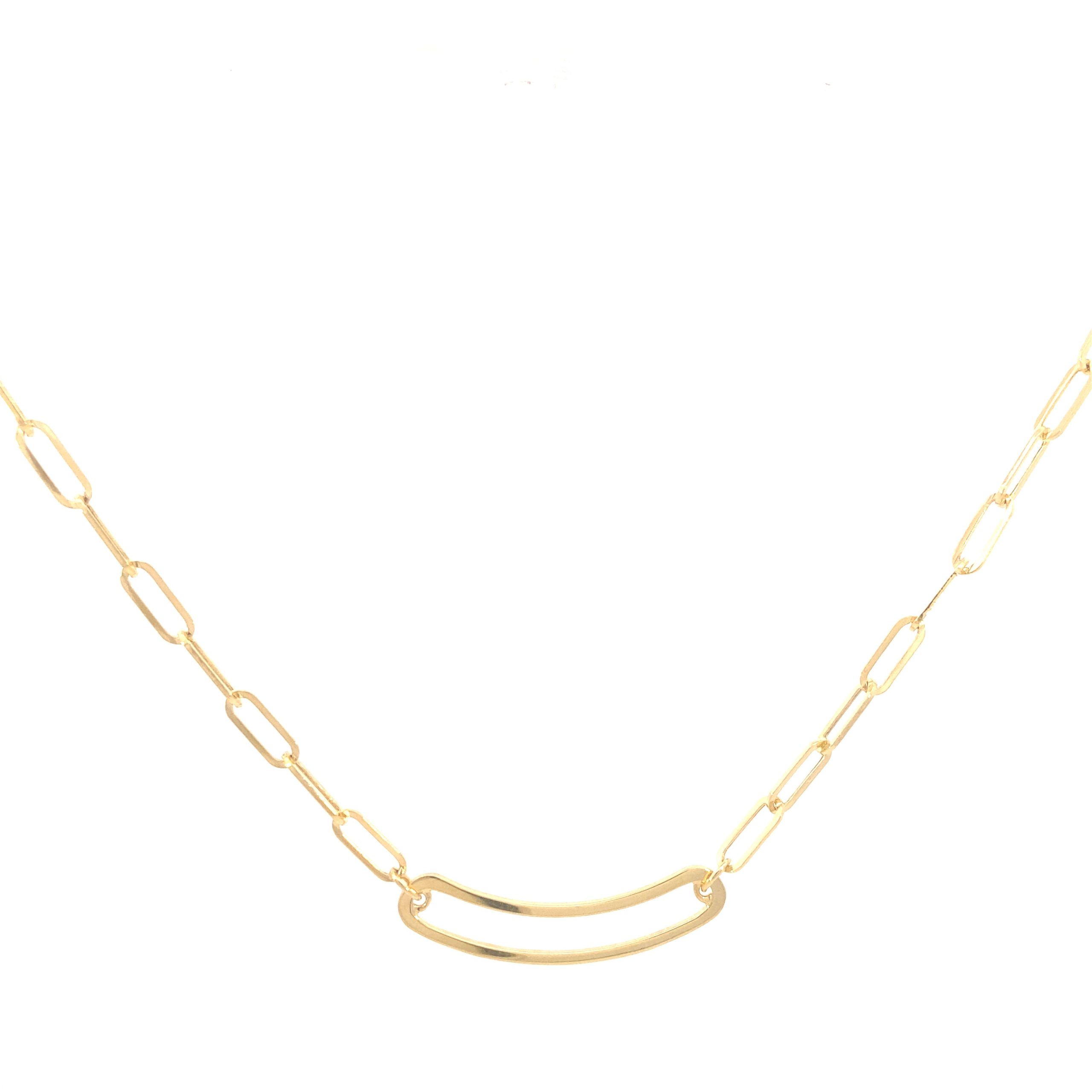 14K Gold Big Paperclip Link Necklace