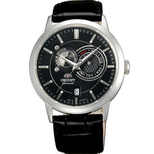 FET0P003B0_17a2c247-200f-4793-81d3-5b5fb43e8123_600x.jpg Orient Men's FET0P003B0 Sun and Moon Moonphase Automatic Black Leather Watch