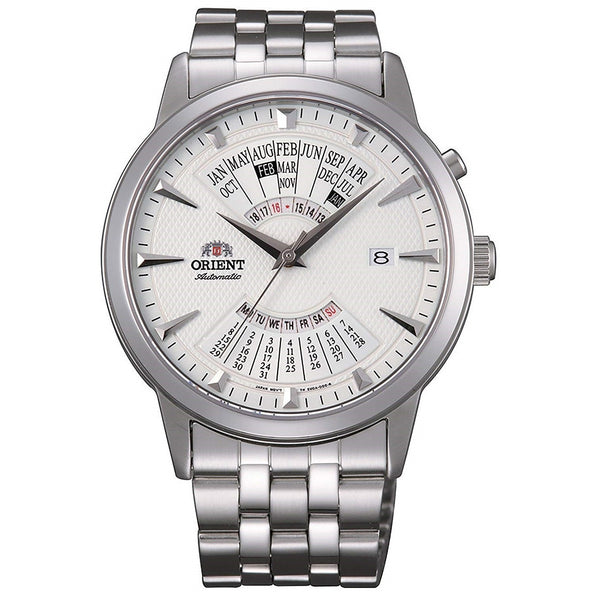 Orient Men's FEU0A003WH Perpetual Calendar Calendar, GMT, Month, Perpetual, Stainless Steel, Time Zone, World Time Stainless Steel Watch