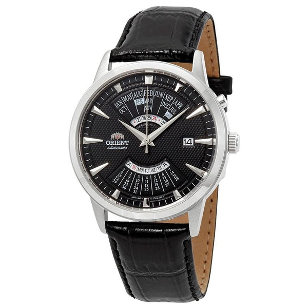 Orient Men's FEU0A004BH Perpetual Calendar Automatic Black Leather Watch