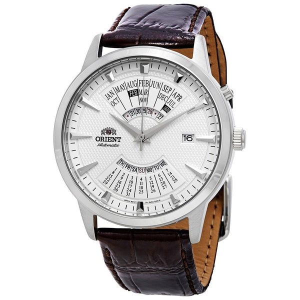 Orient Men's FEU0A005WH Perpetual Calendar World Time Automatic Brown Leather Watch