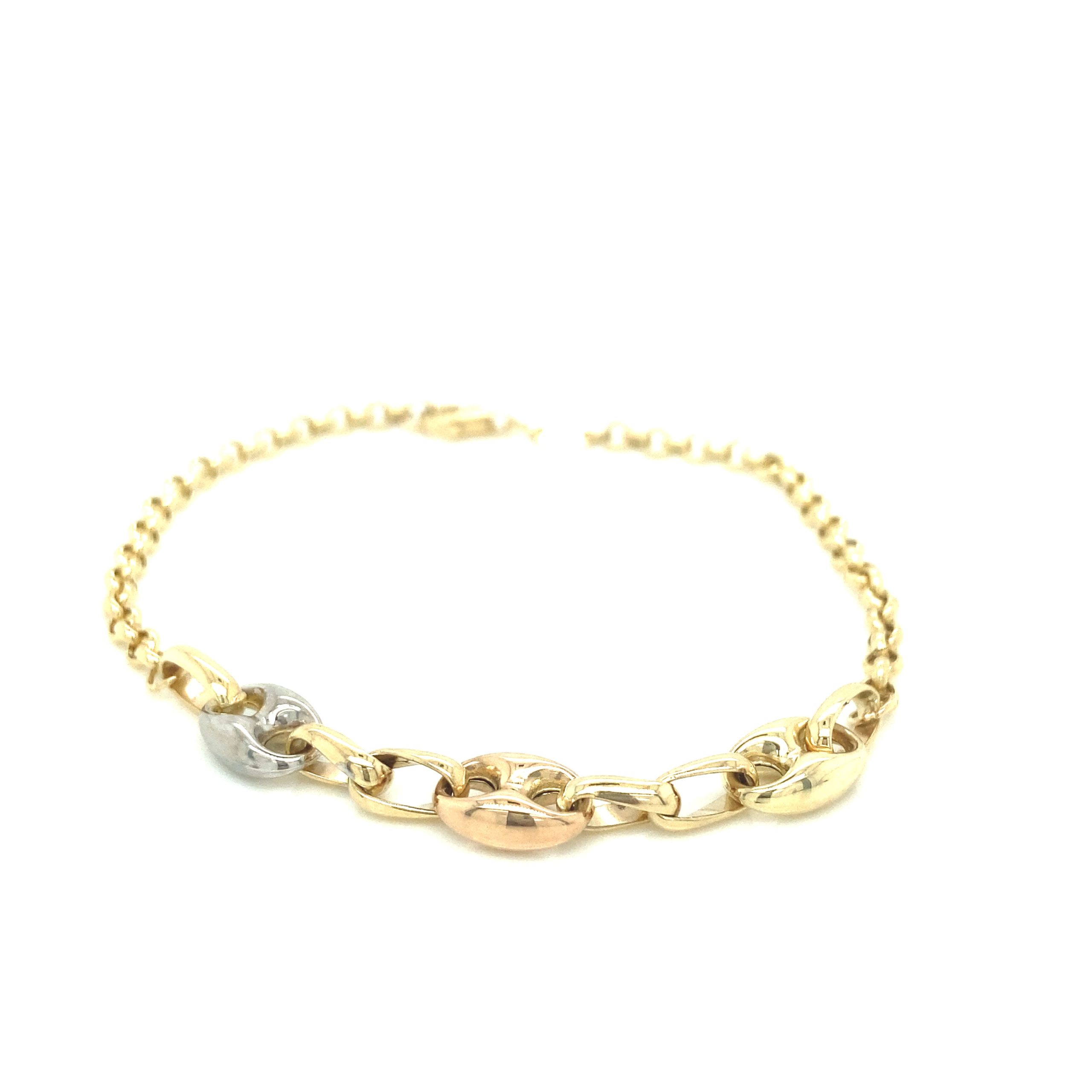 14k Gold 3/C GC Center Link and Rolo Bracelet