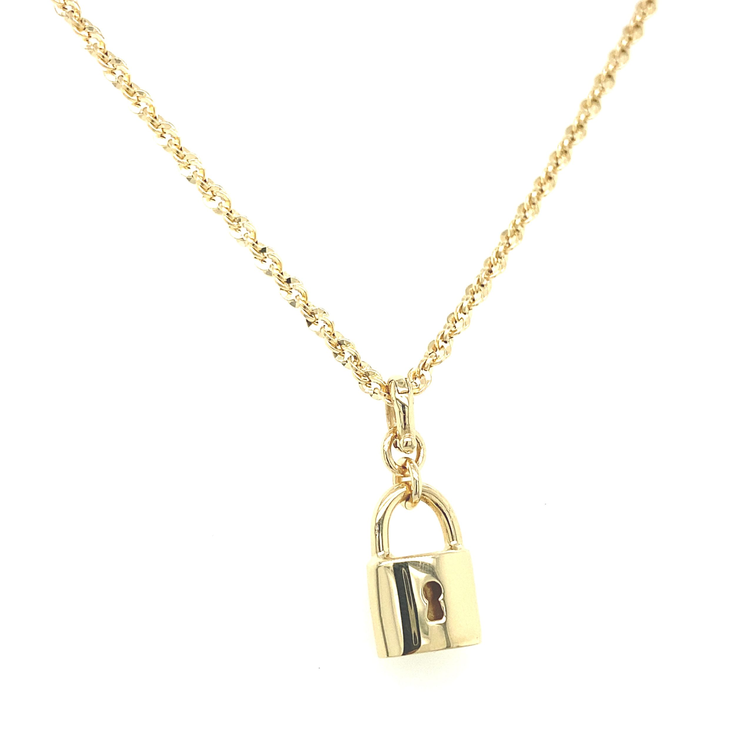 14k Gold Padlock Pendant