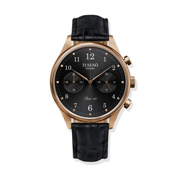 Tuseno Men's FR380201T First 38 Chronograph Black Leather Watch