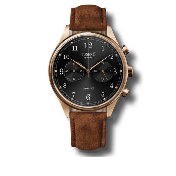 Tuseno Men's FR420203T First 42 Chronograph Brown Leather Watch