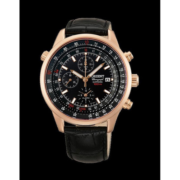 Orient Men's FTD09004B0 Dyno Chronograph Black Leather Watch