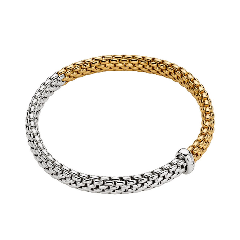 01M02B2_BB_2_XBX_00M Diamond Bracelet In 18 Karat White & Yellow Gold