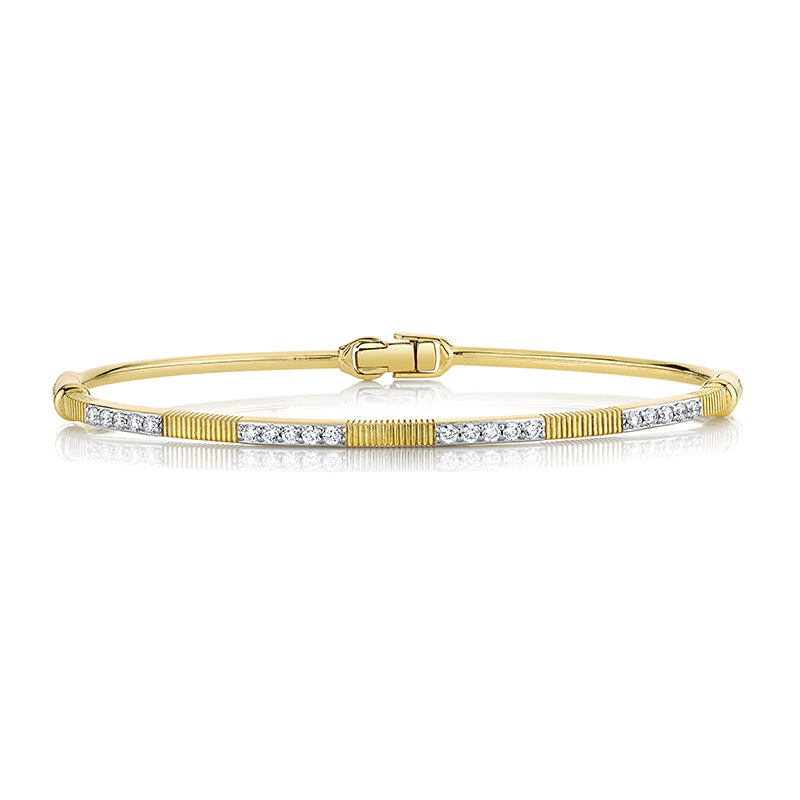 Sloane Street 18k Yellow Gold Diamond & Strie Detail Bracelet- SS-B013H-WDCB-Y
