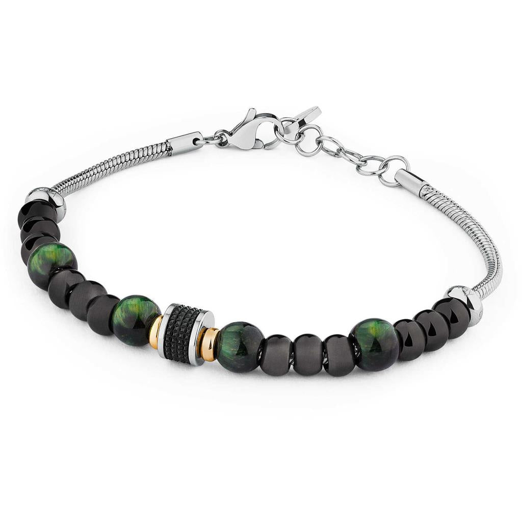 TJ Man Green Tiger's Eye Bracelet (Silver-Green)