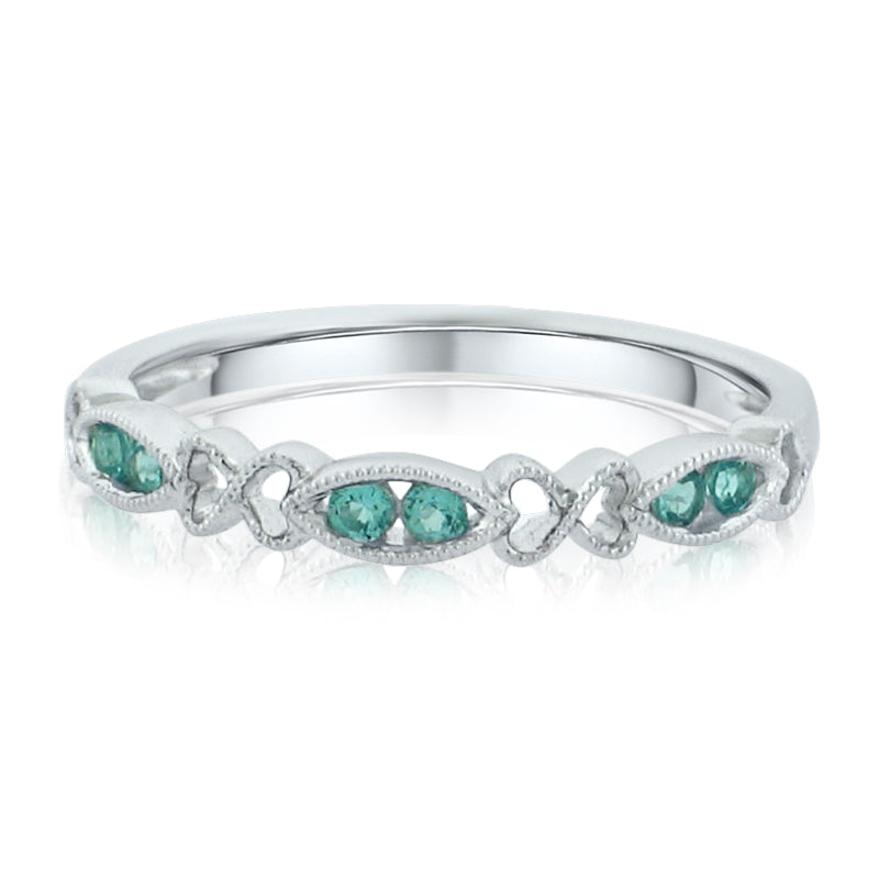 MULLOYS PRIVE'18K WHITE GOLD .13CT BLUE TOPAZ AND DIAMON BAND 5R1404TB