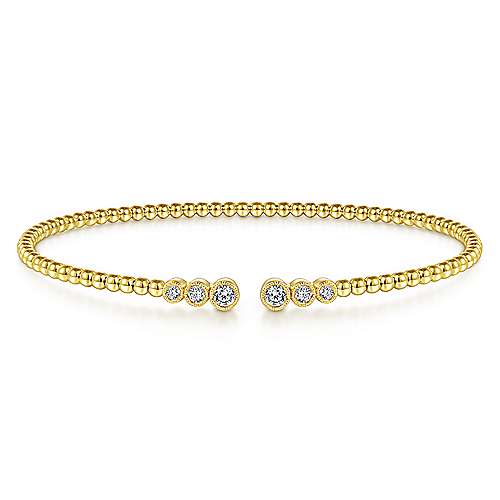 Gabriel & Co. 14k Yellow Gold Bujukan Bead Bracelet with Bezel Set Diamonds- BG4120-65Y45JJ