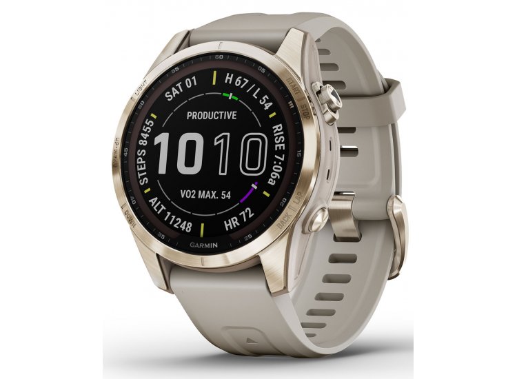 Fēnix® 7S – Sapphire Solar Edition Cream Gold Titanium with Light Sand Band