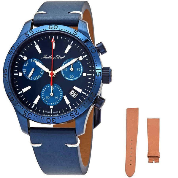 Mathey-Tissot Men's H1822CHLBU Type 22 Chronograph Blue Leather Watch