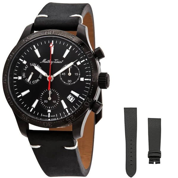Mathey-Tissot Men's H1822CHLN Type 22 Chronograph Black Leather Watch