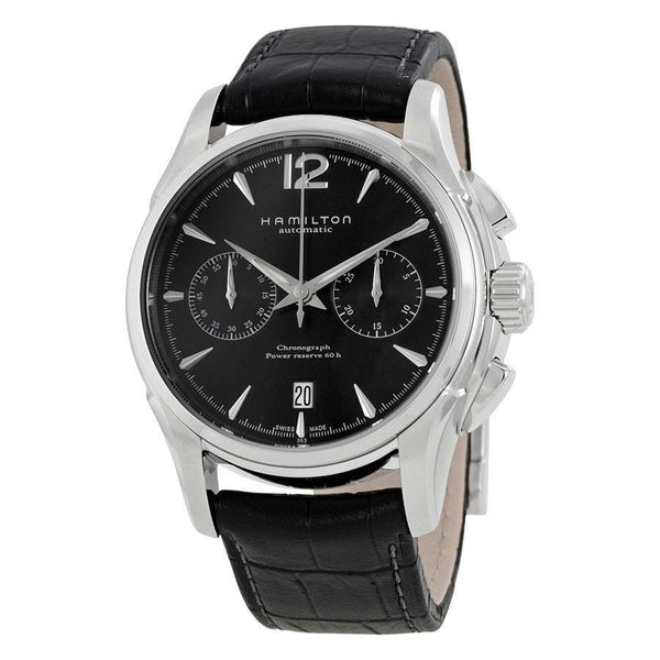 Hamilton Men's H32606735 American Classic Jazzmaster Chronograph Automatic Black Leather Watch