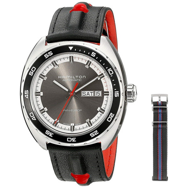 Hamilton Men's H35415781 Pan Europ Automatic Grey Leather and Nylon Watch