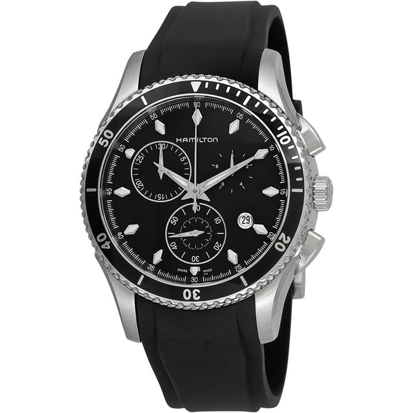 Hamilton Men's H37512331 Jazzmaster Seaview Chronograph Black Rubber Watch