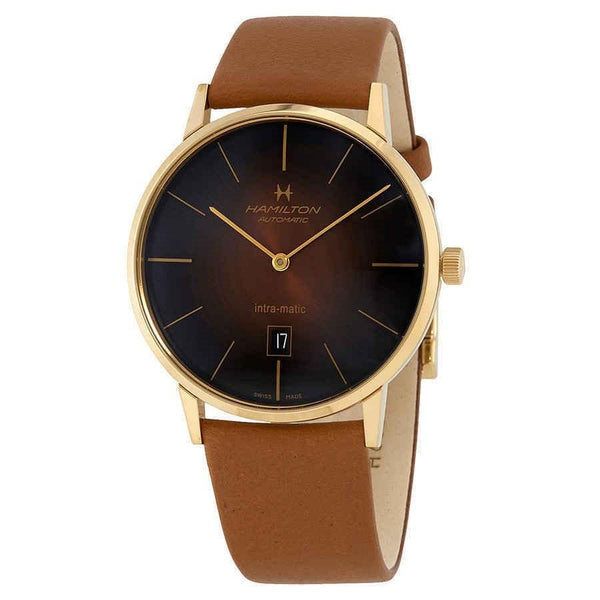 Hamilton Men's H38735501 Jazzmaster Intra-Matic Brown Leather Watch