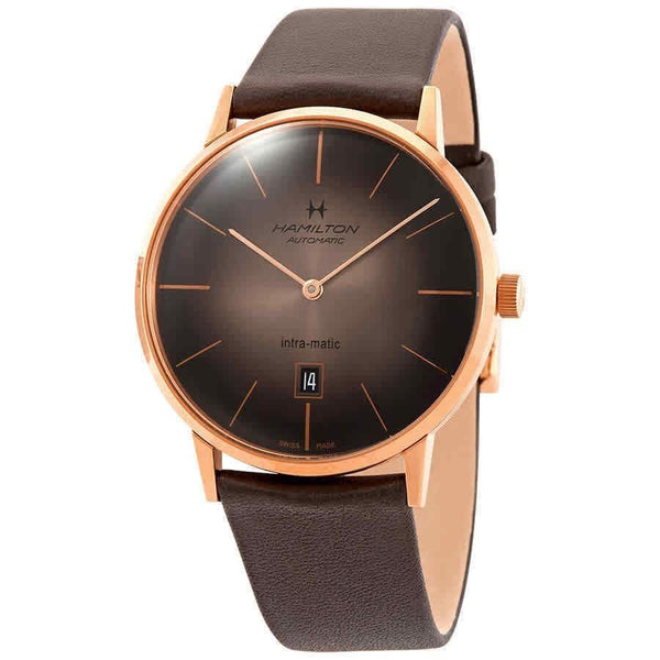 Hamilton Men's H38745501 American Classic Intra-Matic Brown Leather Watch