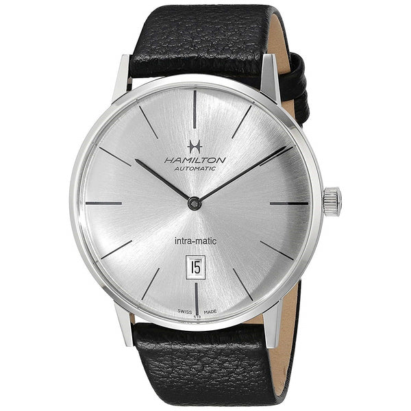 Hamilton Men's H38755751 Intra-Matic Automatic Black Leather Watch