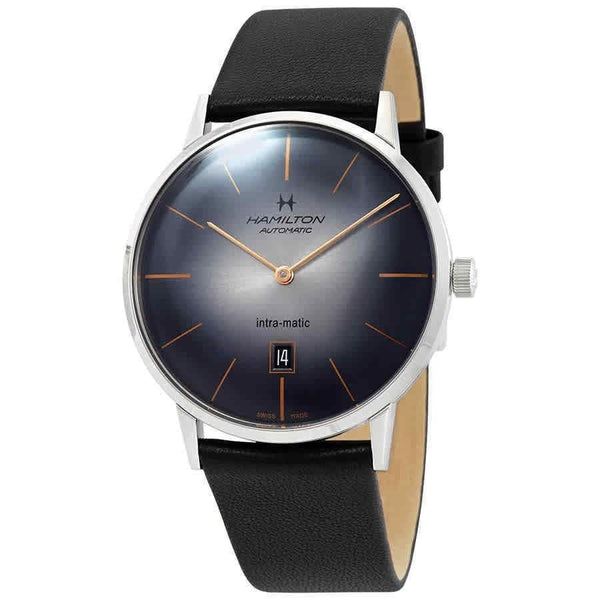 Hamilton Men's H38755781 Intra-Matic Black Leather Watch