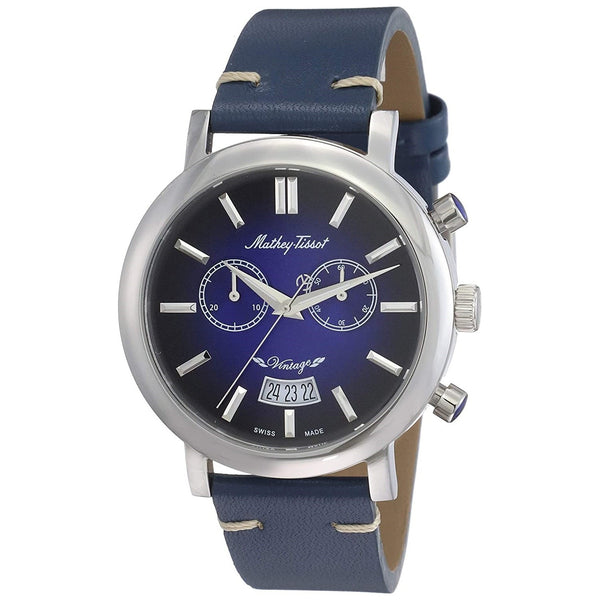 Mathey-Tissot Men's H42CHABU Vintage Chronograph Blue Leather Watch