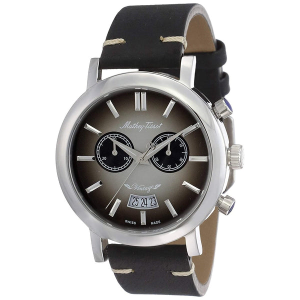 Mathey-Tissot Men's H42CHAN Vintage Chronograph Black Leather Watch
