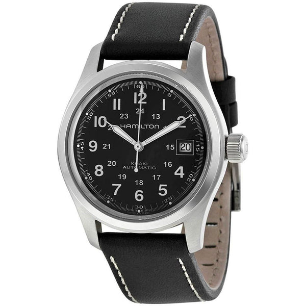 Hamilton Men's H70455863 Khaki Field Automatic Black Leather Watch