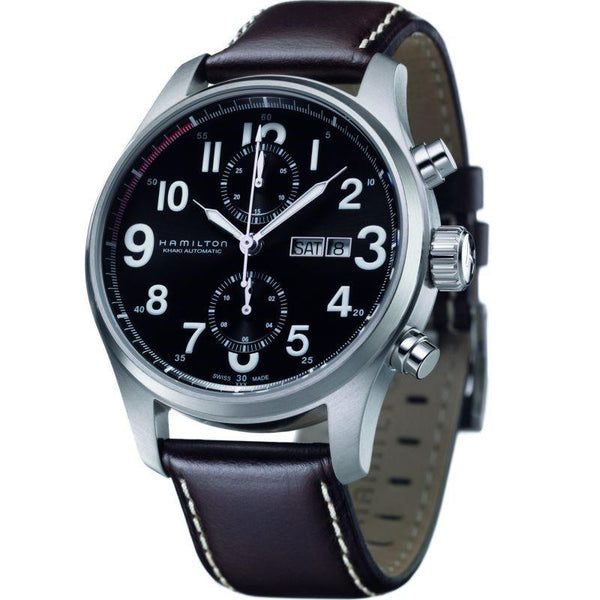 Hamilton Men's H71716533 Khaki Officer Chronograph Brown Leather Watch