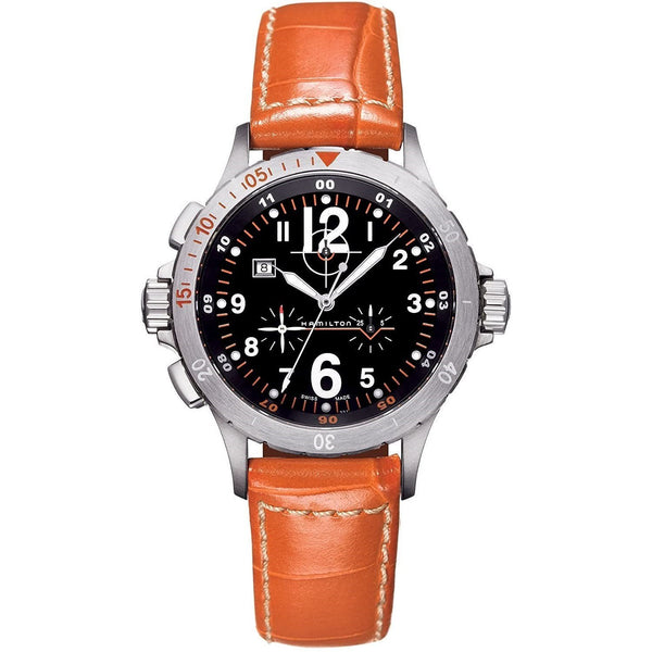Hamilton Men's H74512833 Khaki Aviation Air  Chronograph Orange Leather Watch