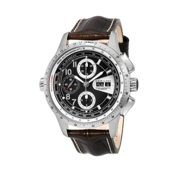 Hamilton Men's H76626535 Khaki X Chronograph Automatic Black Leather Watch
