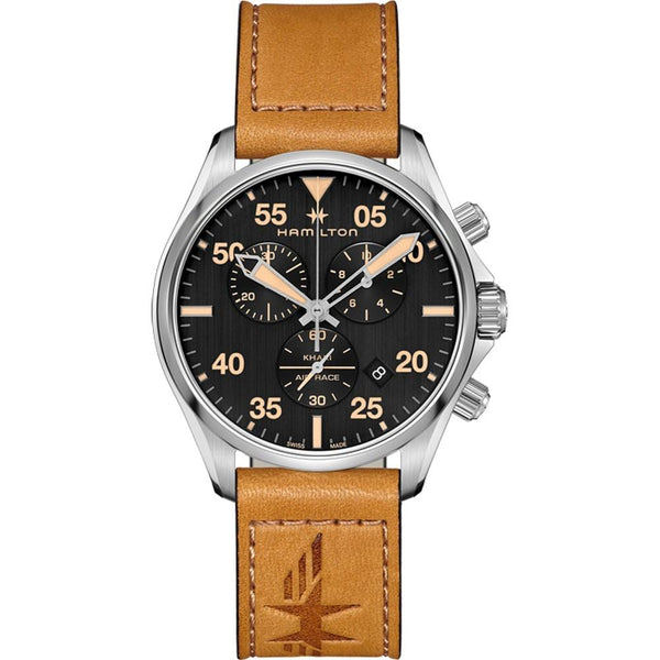 Hamilton Men's H76722531 Khaki Pilot Chronograph Brown Leather Watch
