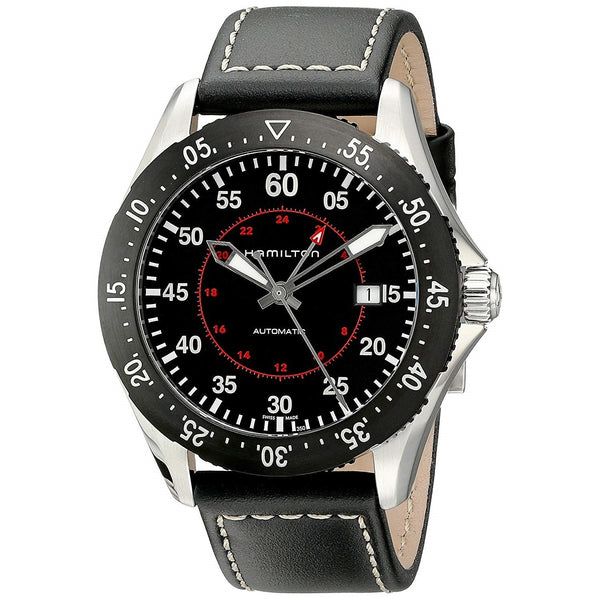 Hamilton Men's H76755735 Khaki Aviation Automatic Black Leather Watch