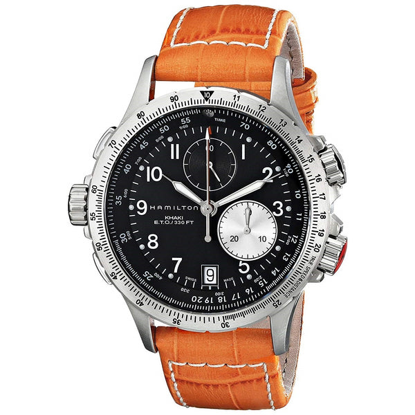 Hamilton Men's H77612933 Khaki Chronograph Orange Leather Watch