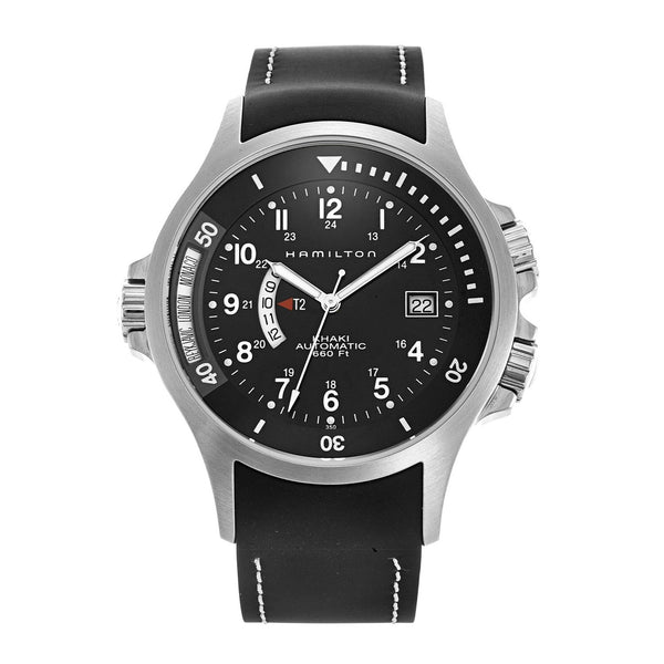 Hamilton Men's H77615333 Khaki Navy GMT World Time Automatic Black Rubber Watch