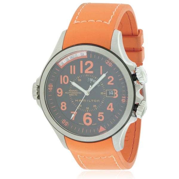 Hamilton Men's H77695833 Khaki GMT Orange Rubber Watch