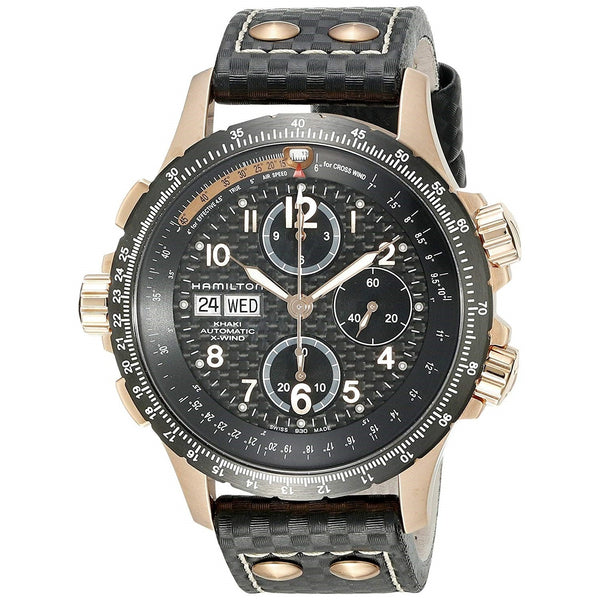 Hamilton Men's H77696793 Khaki X-Wind Automatic Chronograph Automatic Black Leather Watch